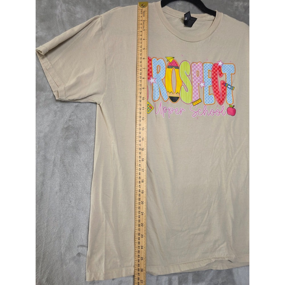 Gildan Prospect Upper School Graphic T-Shirt Tan Beige Womens Medium Cotton Tee - Picture 4 of 8